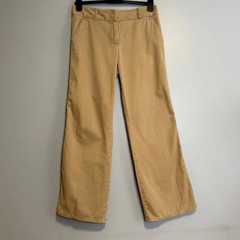 J Crew Favorite Fit Wide Leg Tan Cotton Khaki Pants 10